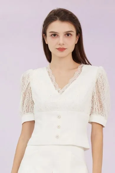 Graceann White Lace Top