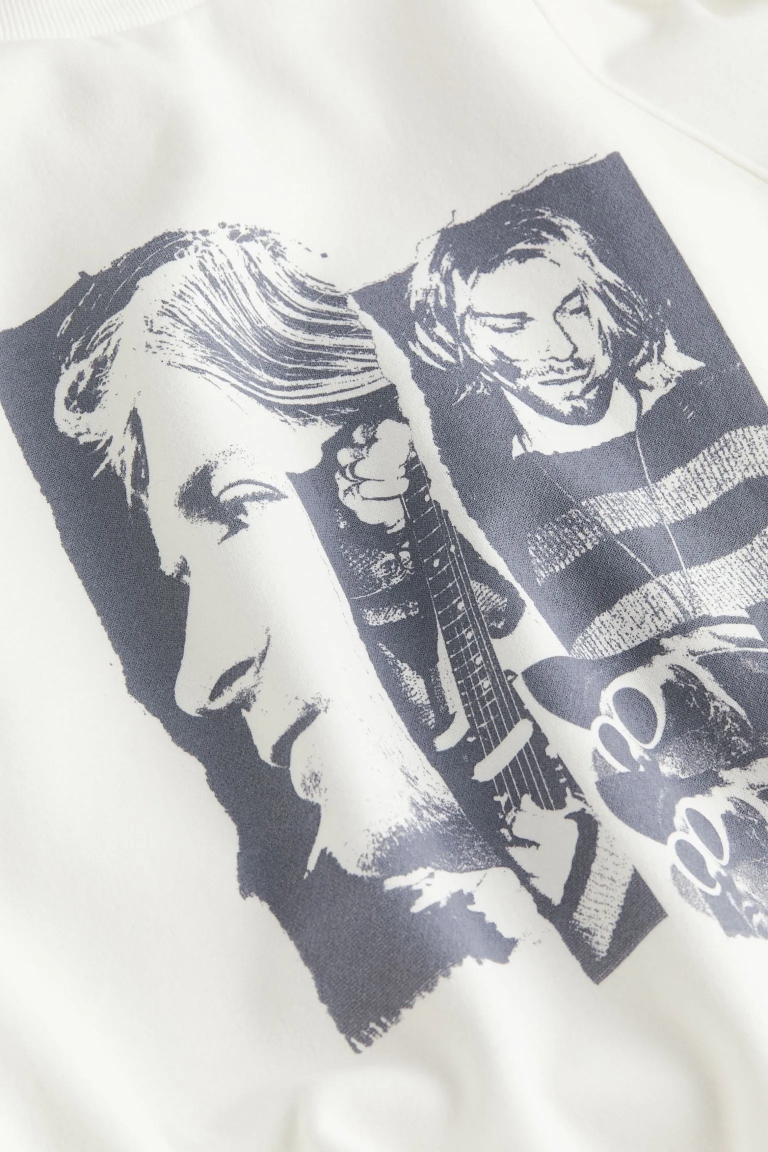 H&M Kurt Cobain Printed Sweatshirt, cream