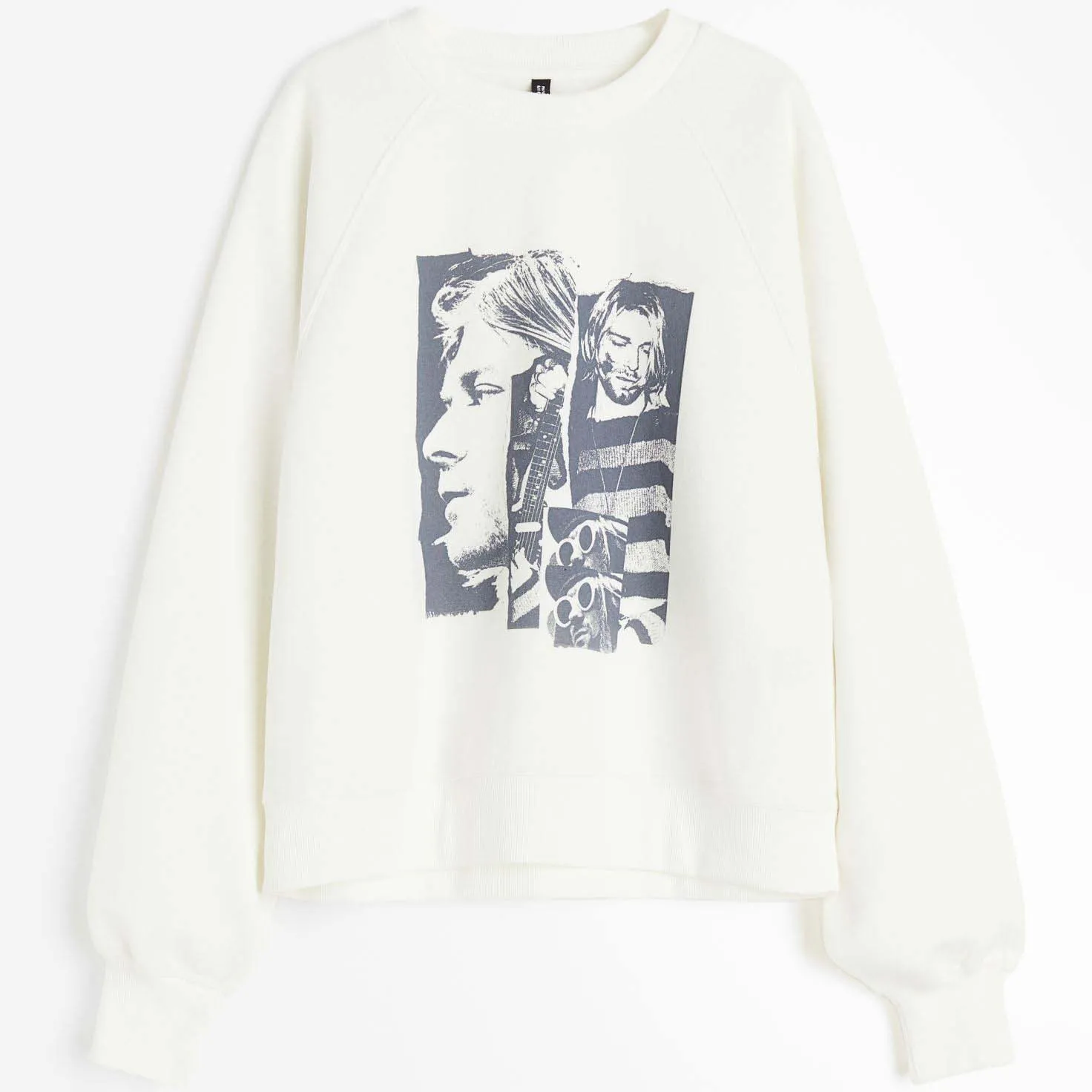 H&M Kurt Cobain Printed Sweatshirt, cream