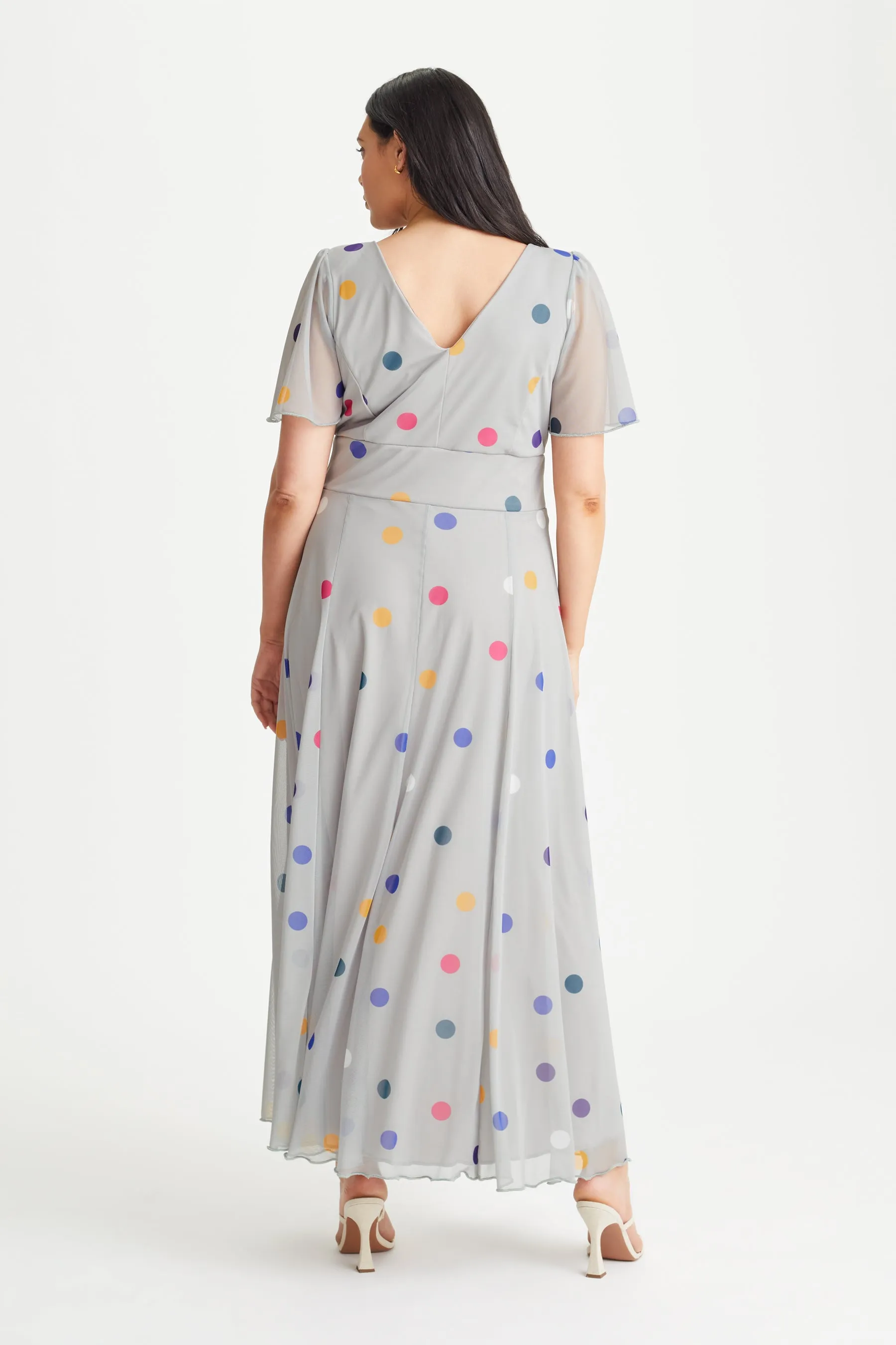 Isabelle Silver Spot Float Sleeve Maxi Dress