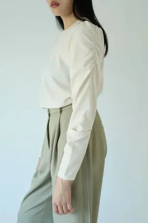 Jacquard puff sleeve tops