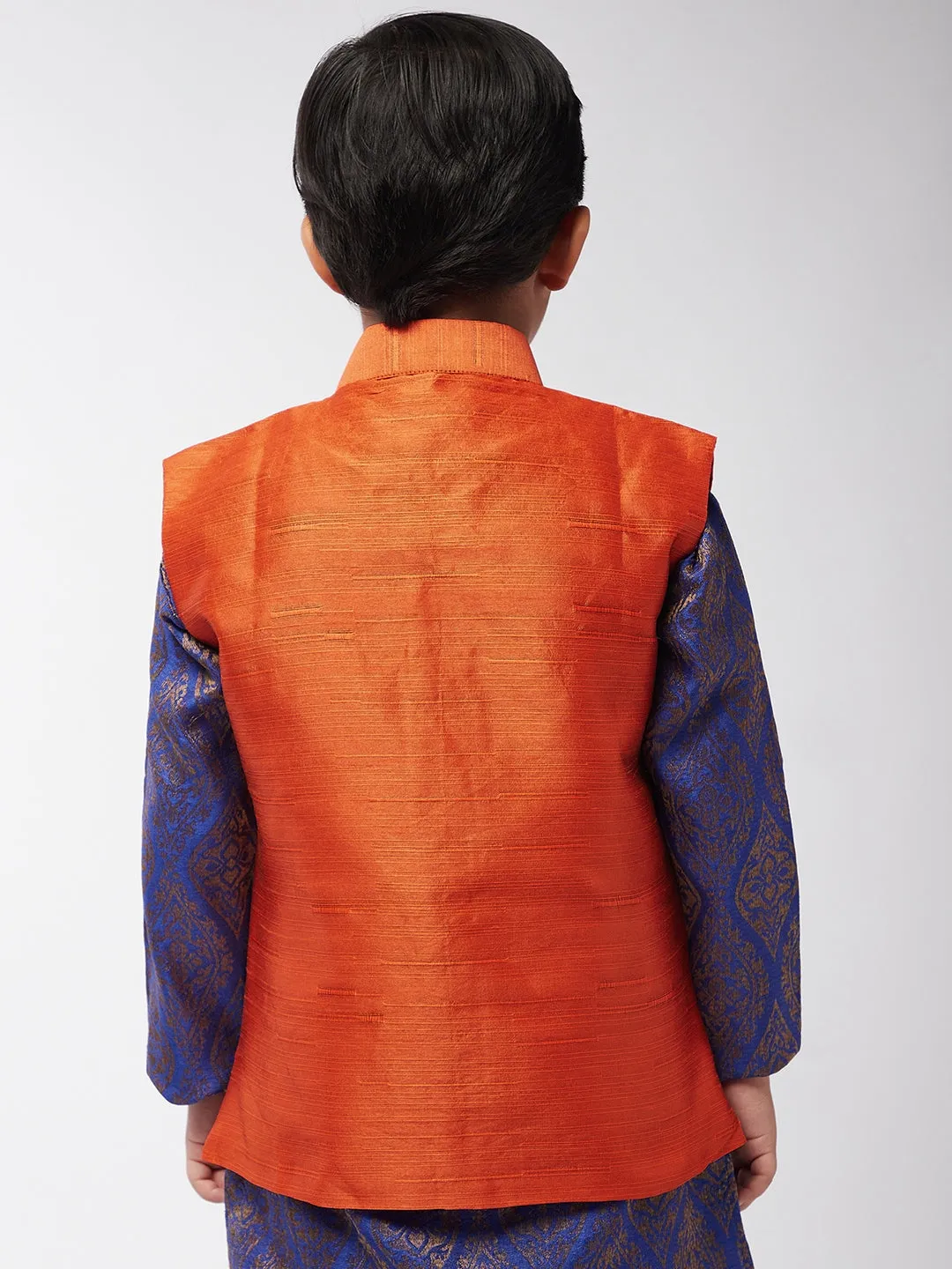 Kid's Silk Blend Orange ONLY Nehrujacket - Sojanya KID