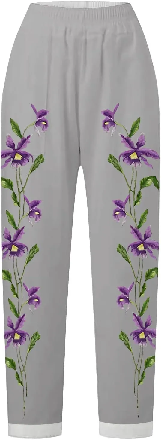 Ladies Linen Pants Summer Lightweight Summer Capri Pants Women Women's Plus Size Pants