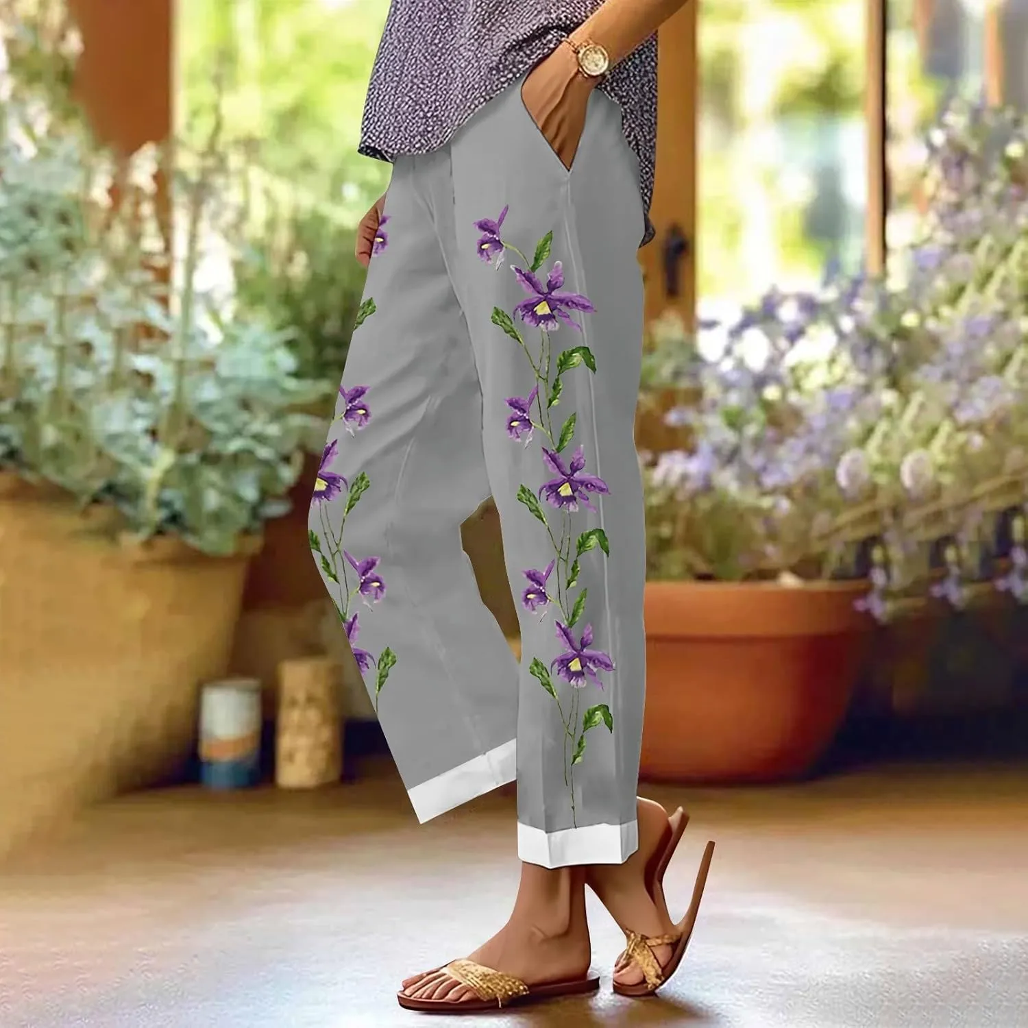 Ladies Linen Pants Summer Lightweight Summer Capri Pants Women Women's Plus Size Pants