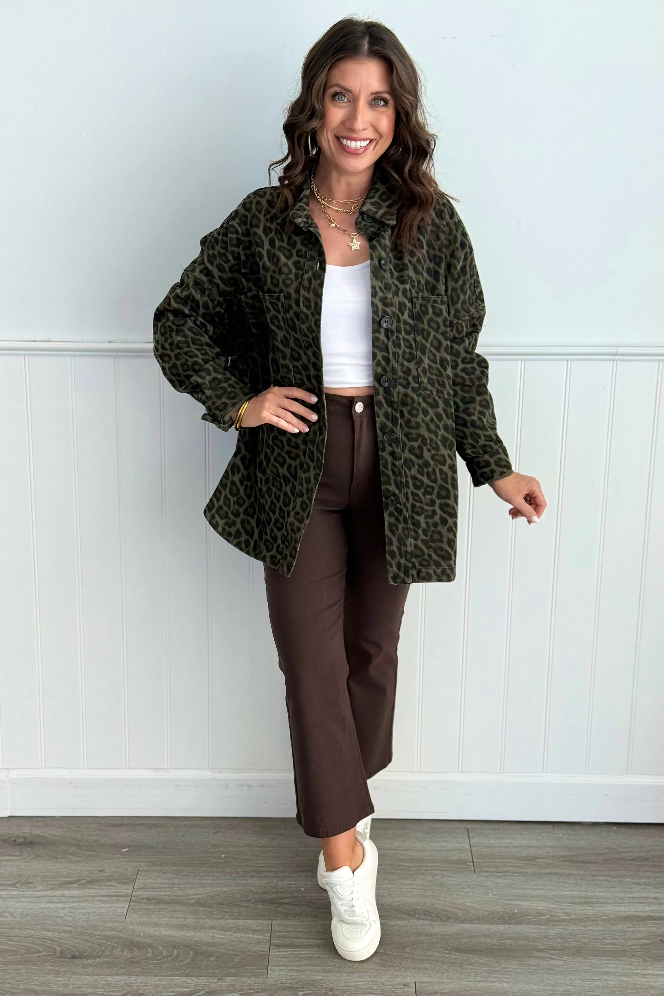 Leopard Print Button Down Shacket (Reg.)