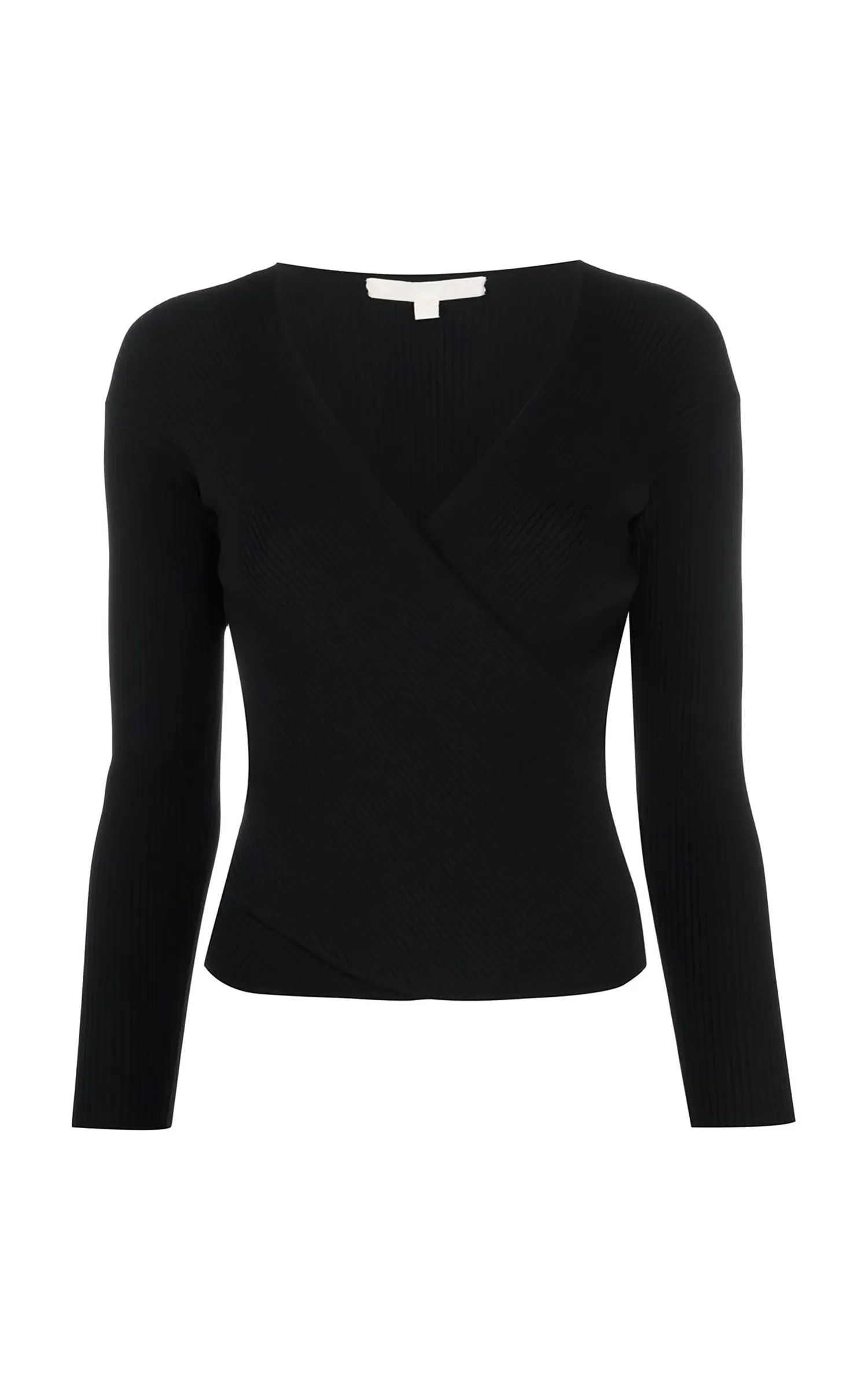 Long Sleeve Wrap Top Black