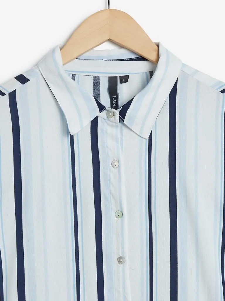 LOV Blue Striped Ava Dress