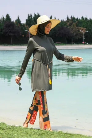 Lycra Khaki Burkini Modest Swimwear M2226