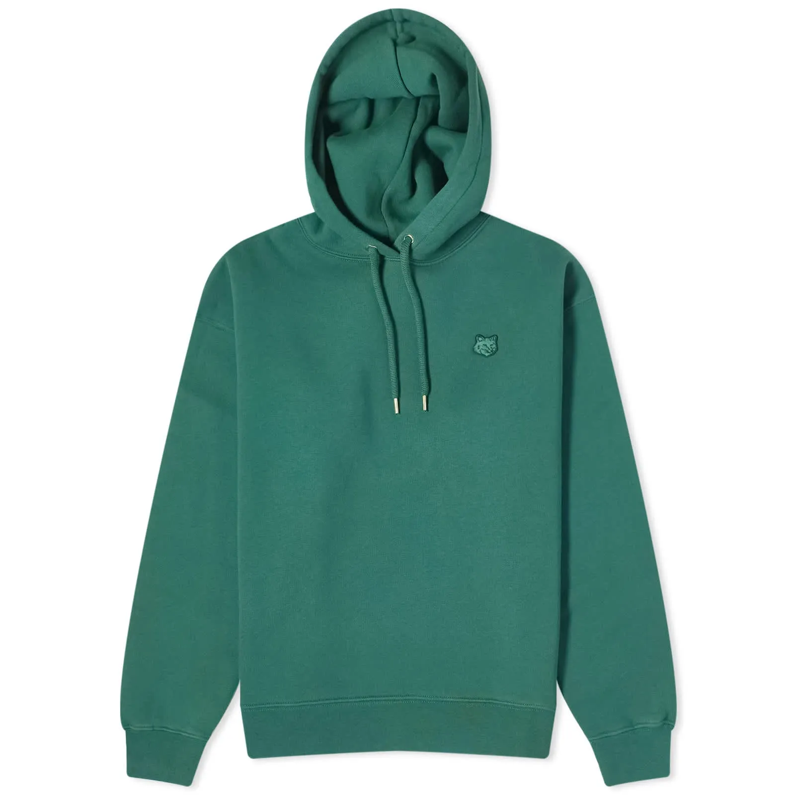 Maison Kitsune Tonal Fox Head Patch Comfort Hoodie, Bottle Green