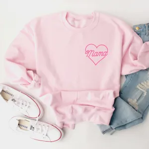 Mama Sweatshirt with Pink Heart Design