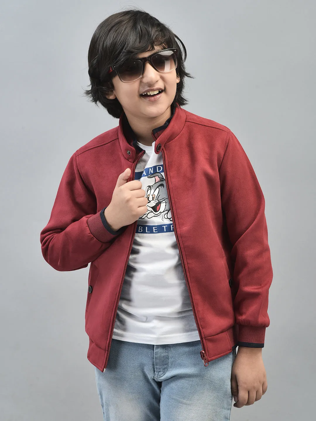 Maroon Suede Reversible Jacket