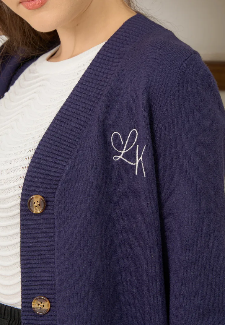 Meil Knitted Long Sleeve Cardigan (Navy Blue)