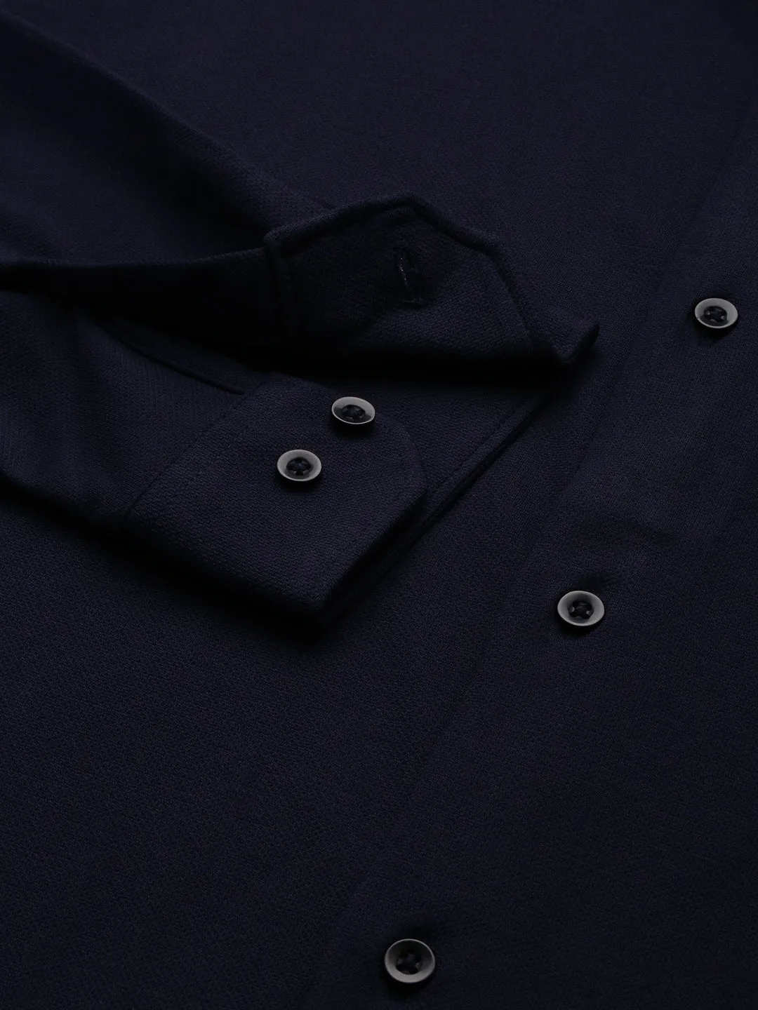 Men Navy Blue Comfort Slim Fit Cotton Casual Shirt