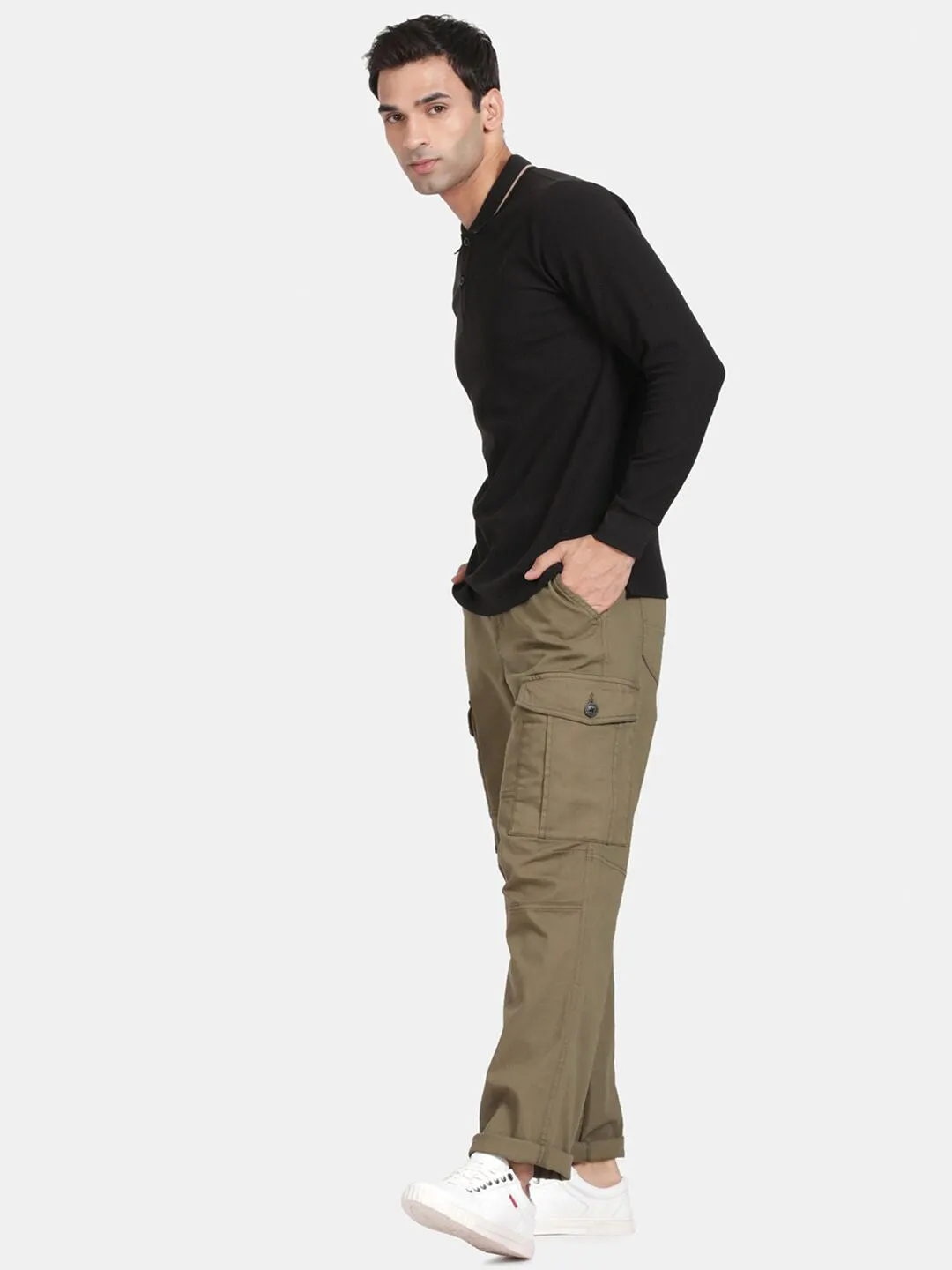 Men Polo Collar Relaxed Fit Cotton T-shirt