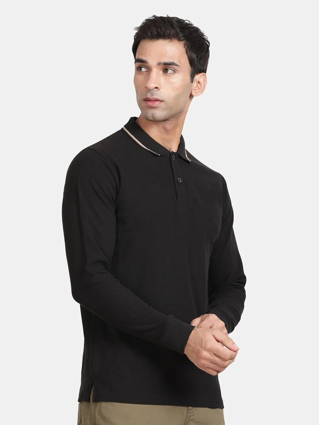 Men Polo Collar Relaxed Fit Cotton T-shirt