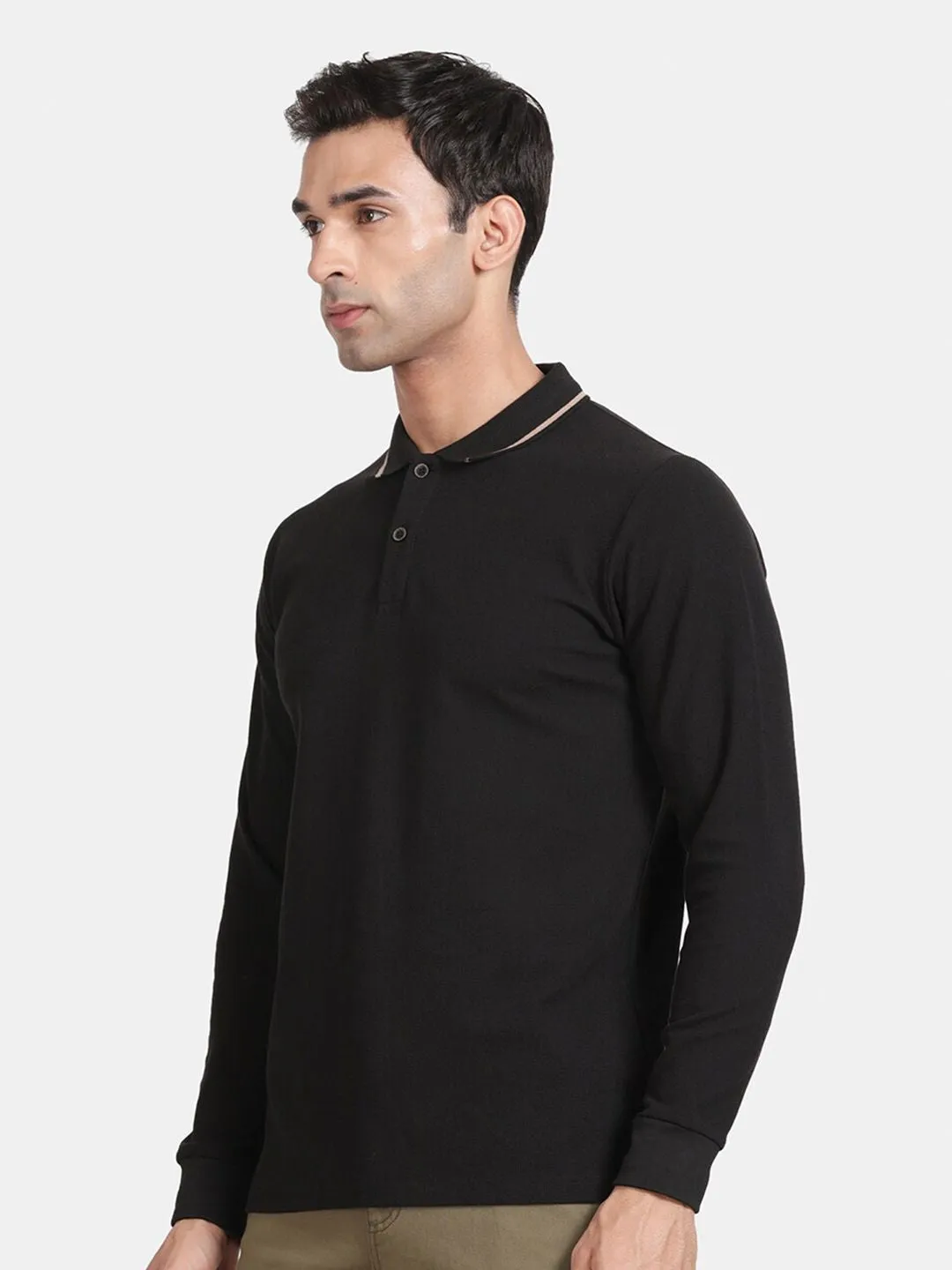 Men Polo Collar Relaxed Fit Cotton T-shirt