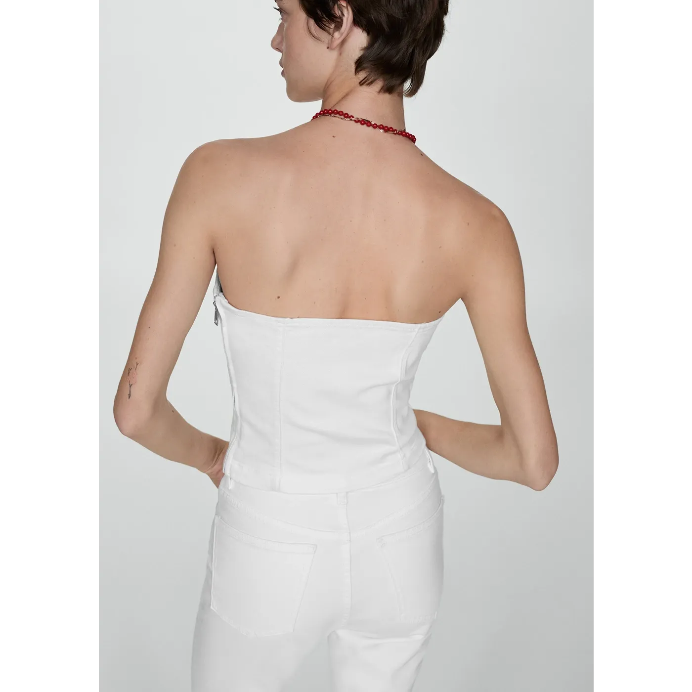 MNG White Strapless Top