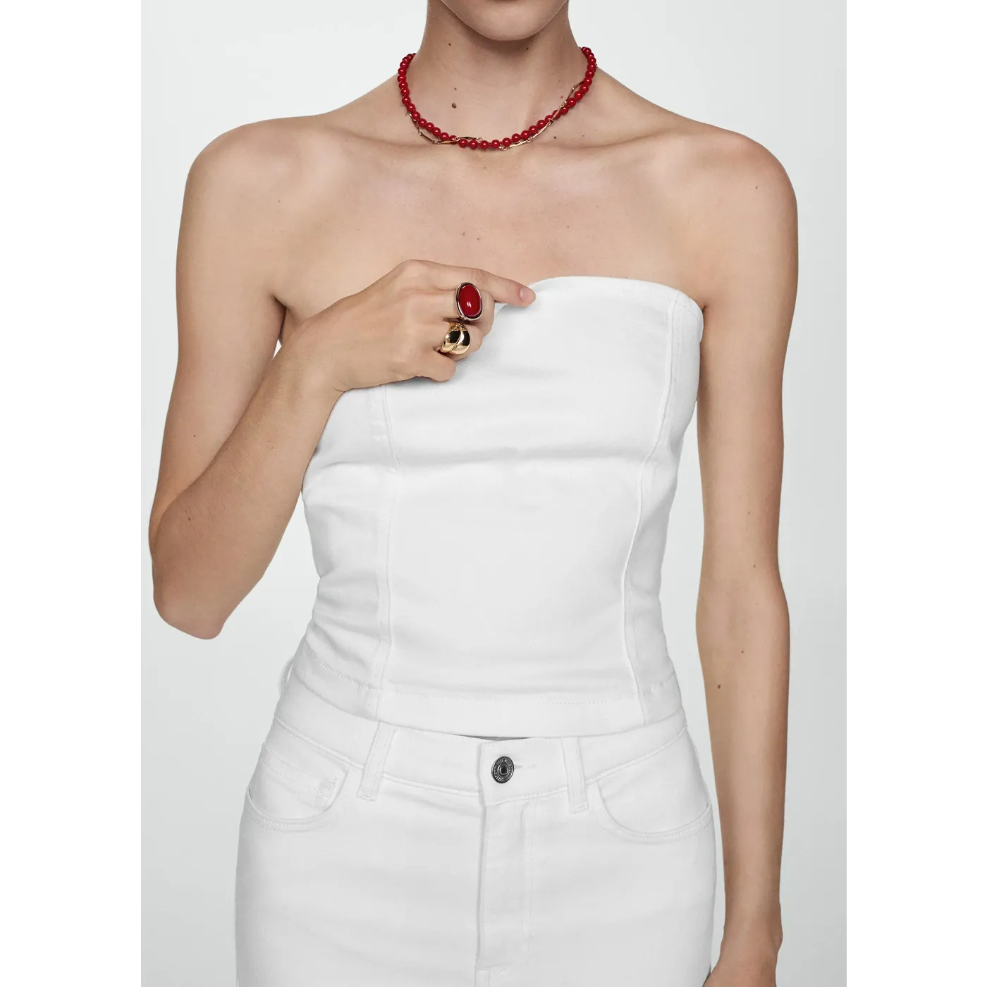 MNG White Strapless Top