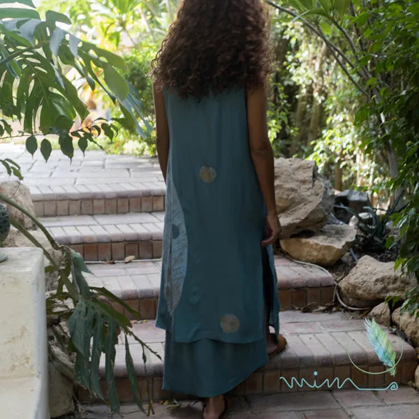 N1 Sleeveless Two-Layer Dress-Olive