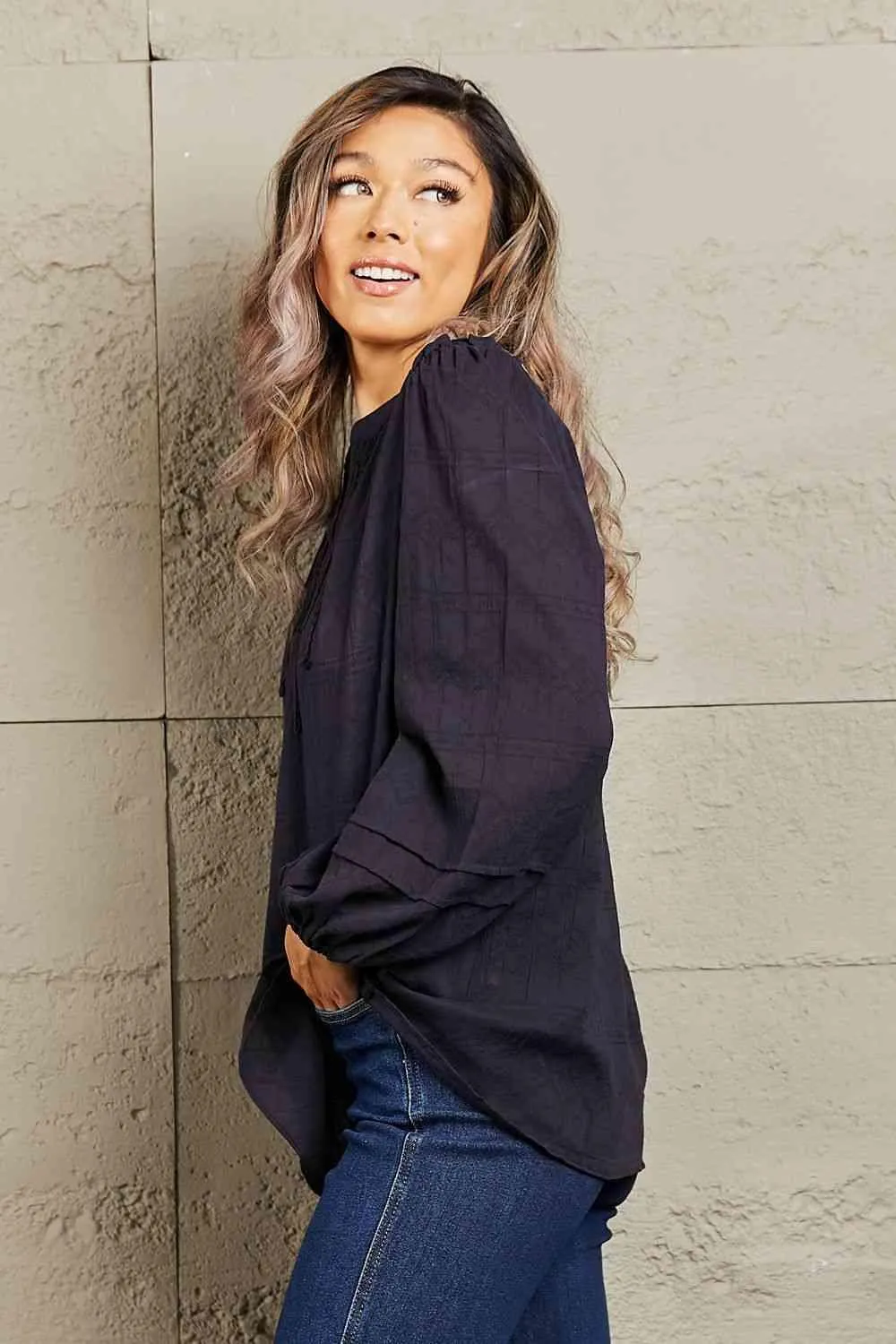 Petal Dew More For You Long Sleeve Stitch Blouse