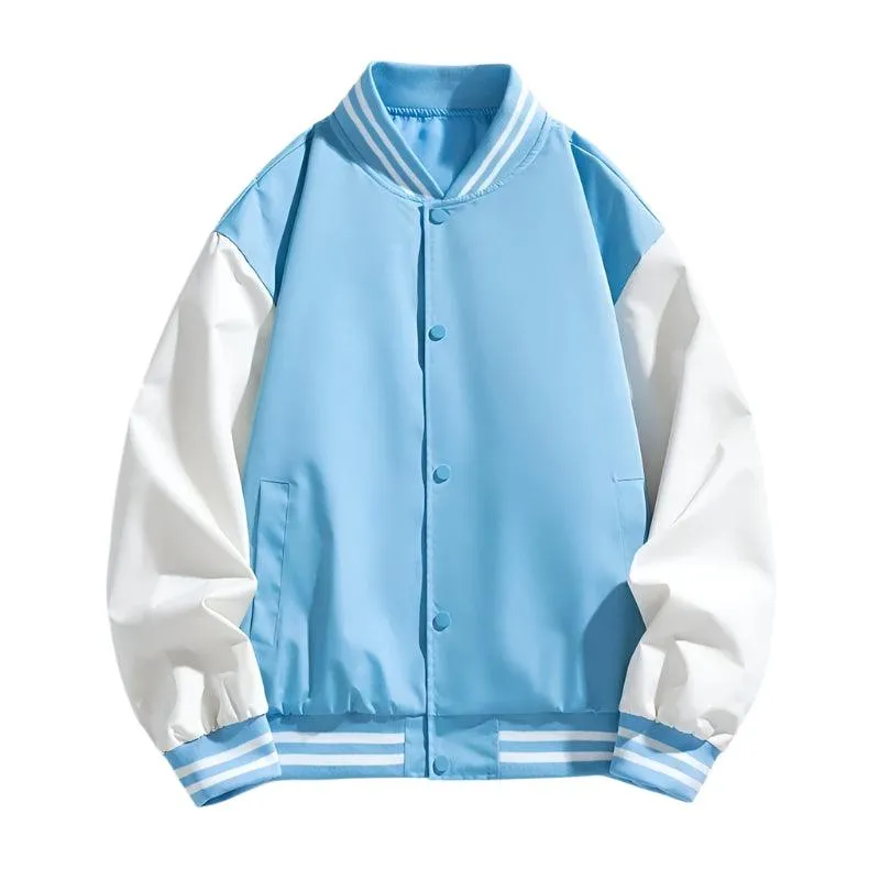 Pink Women Bomber Jackets Fall Winter Fashion Baseball Uniform Oversized Coats