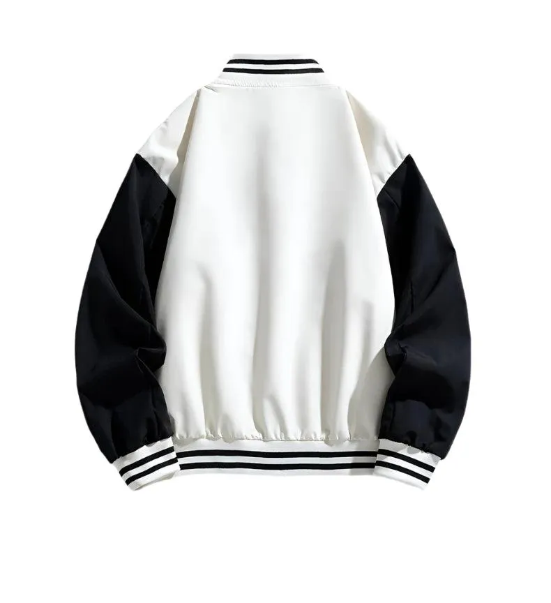 Pink Women Bomber Jackets Fall Winter Fashion Baseball Uniform Oversized Coats