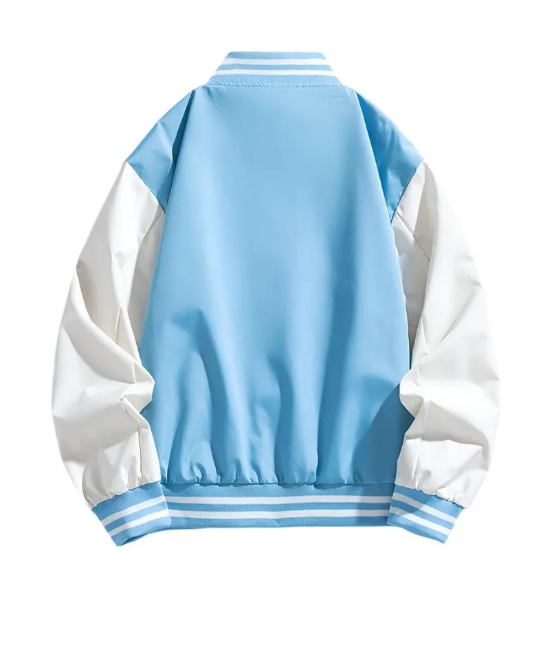 Pink Women Bomber Jackets Fall Winter Fashion Baseball Uniform Oversized Coats