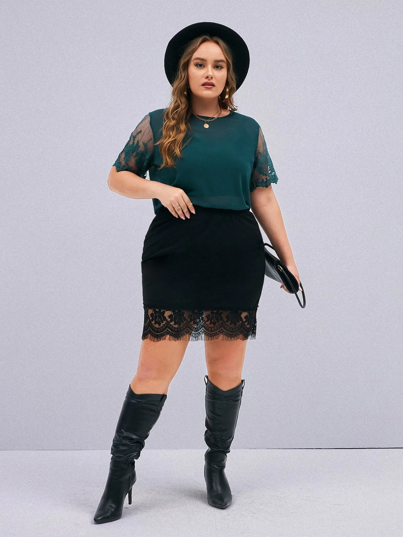 Plain Sheer Short Sleeve Round Neck Semi-Sheer Regular Plus Size Blouse