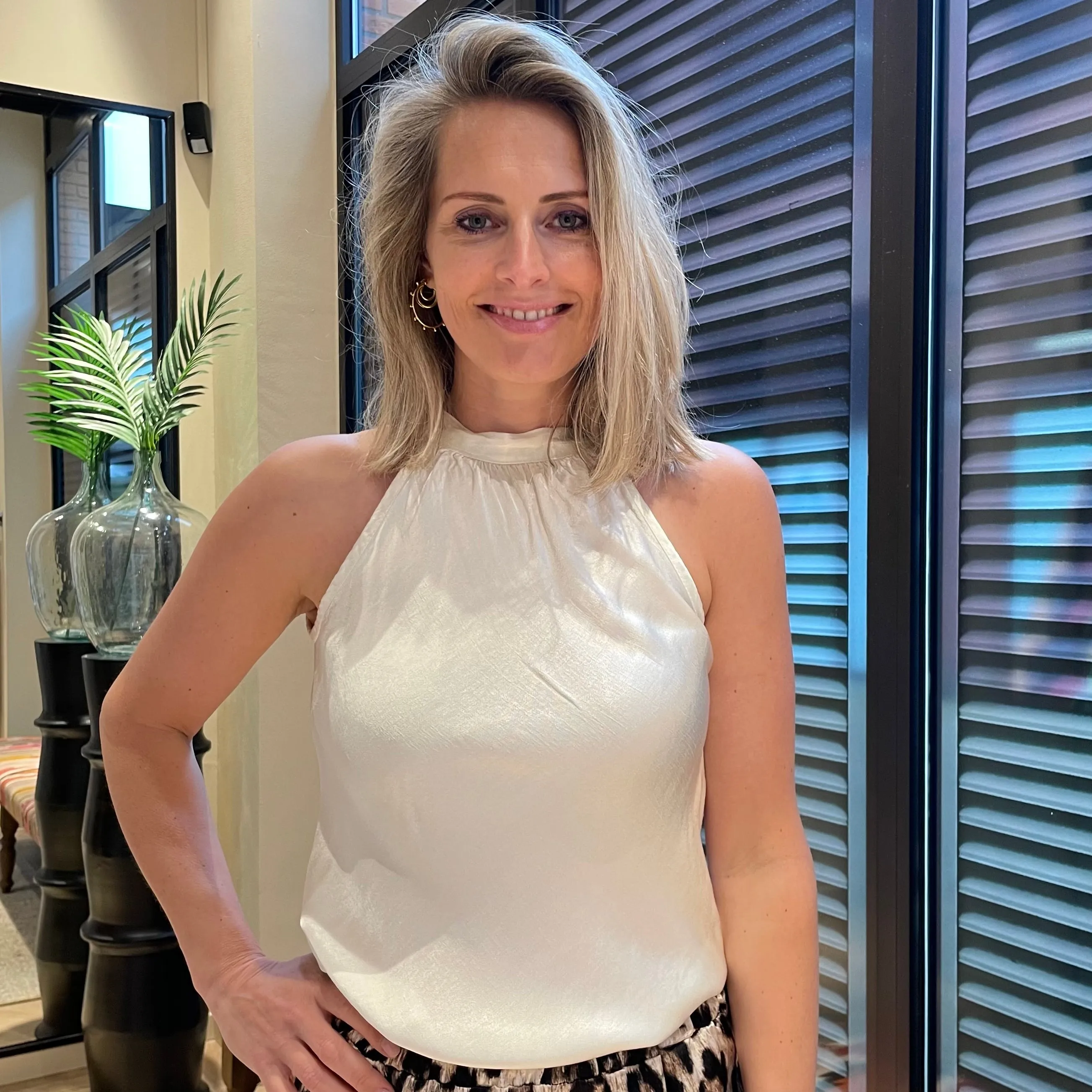Satin Top Marinde Offwhite