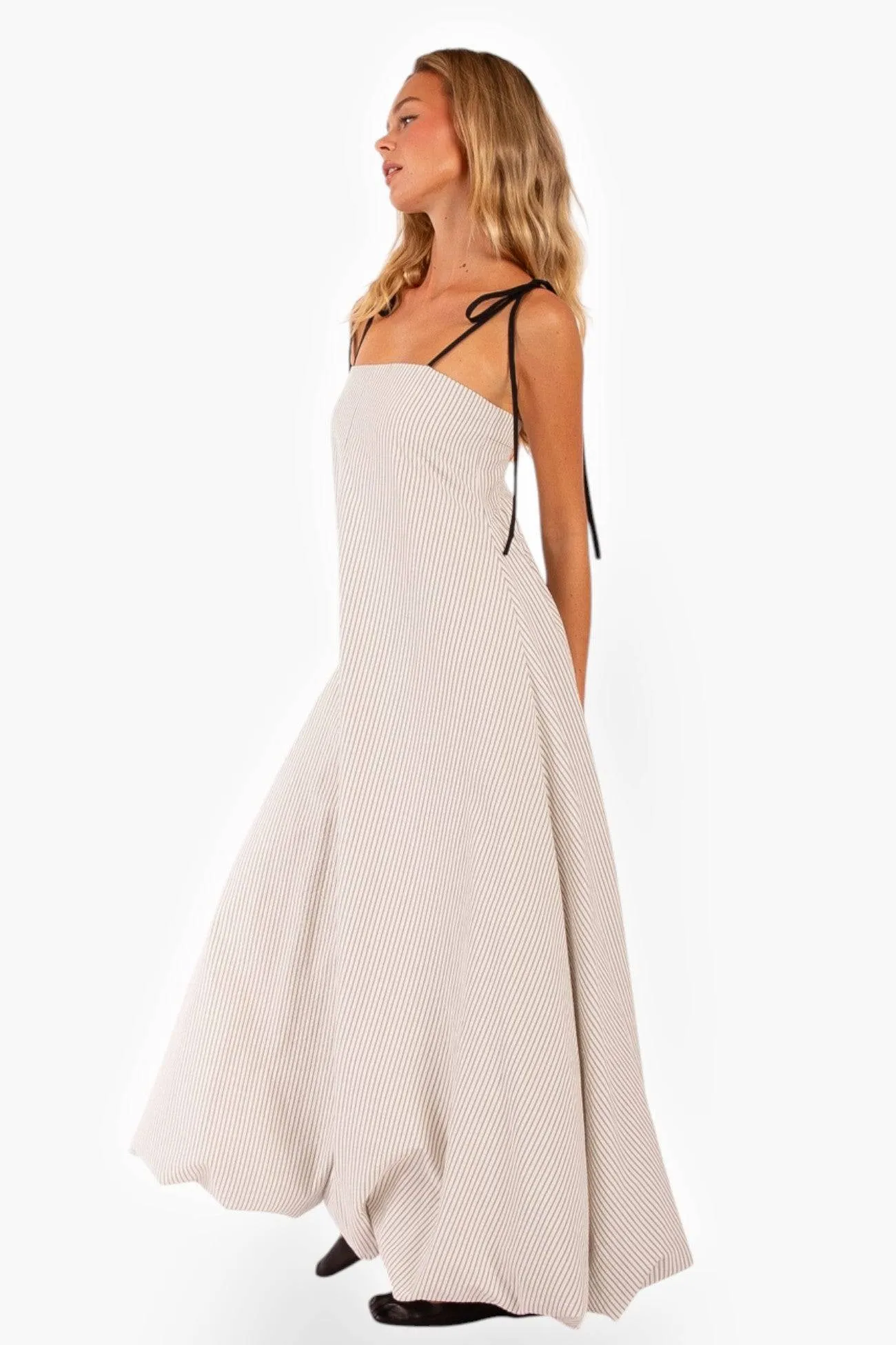 Shoreline Striped Bubble Hem Maxi Dress