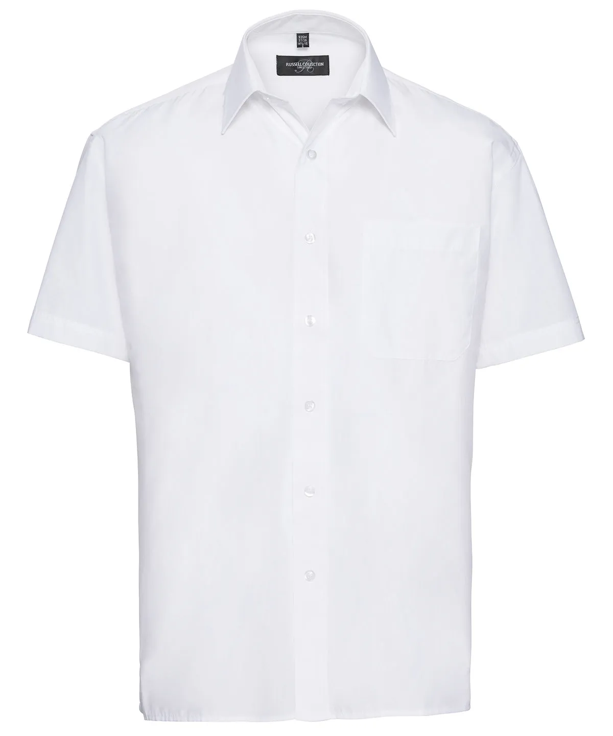 Short sleeve polycotton easycare poplin shirt | White