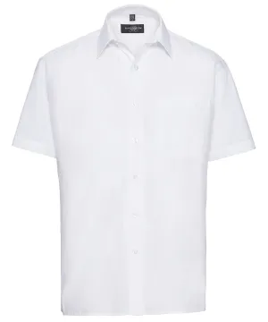 Short sleeve polycotton easycare poplin shirt | White