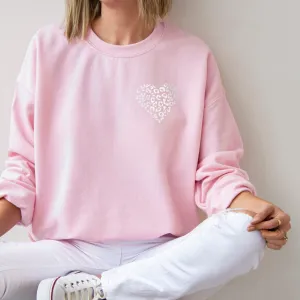Soft Pink Leopard Print Heart Sweatshirt