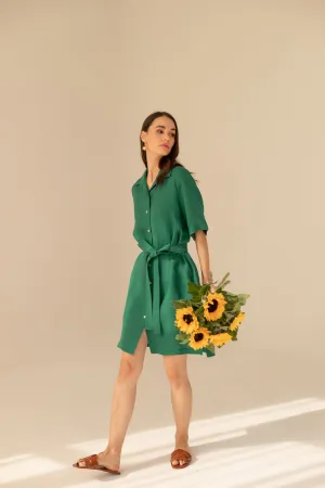 Soleil Linen Dress - Green