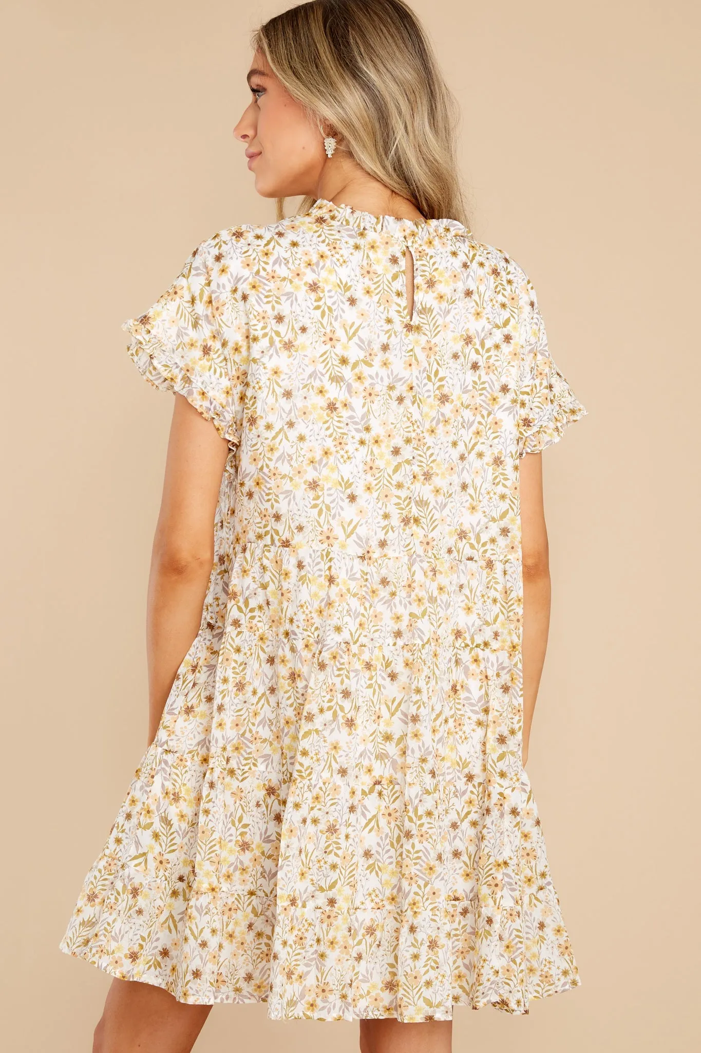 Sweet At Heart Ivory Floral Print Cotton Dress