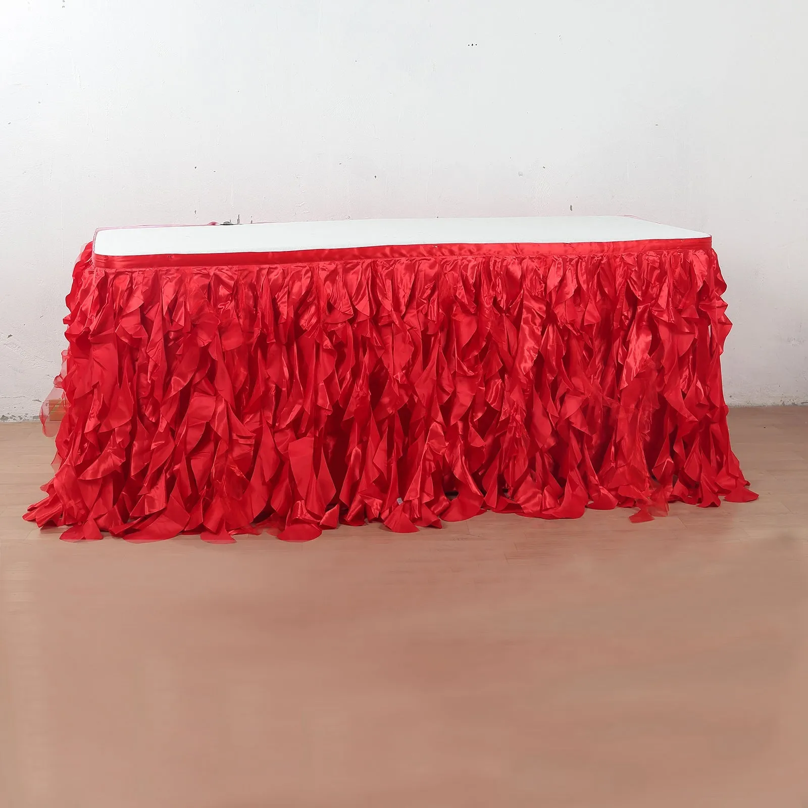 Taffeta Table Skirt 17ft Red - Curly Willow Table Cover