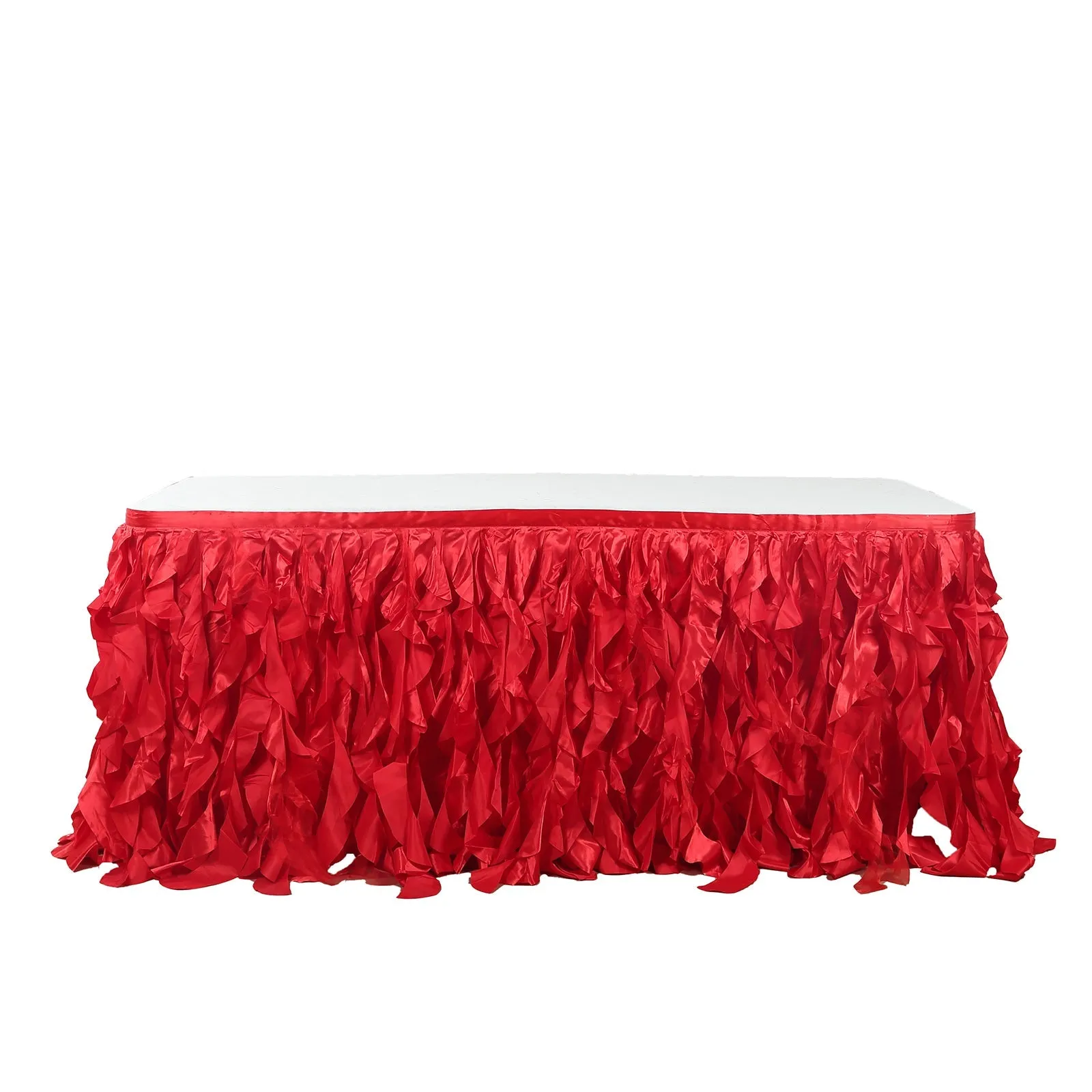 Taffeta Table Skirt 17ft Red - Curly Willow Table Cover