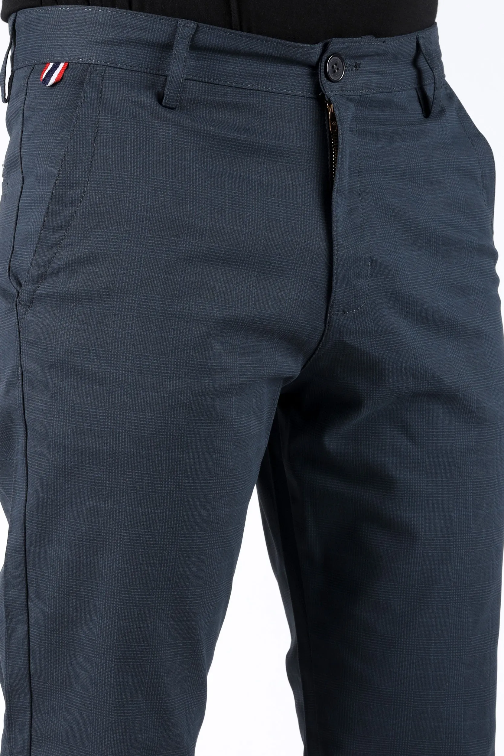 TAPPERED CHECK COTTON PANTS
