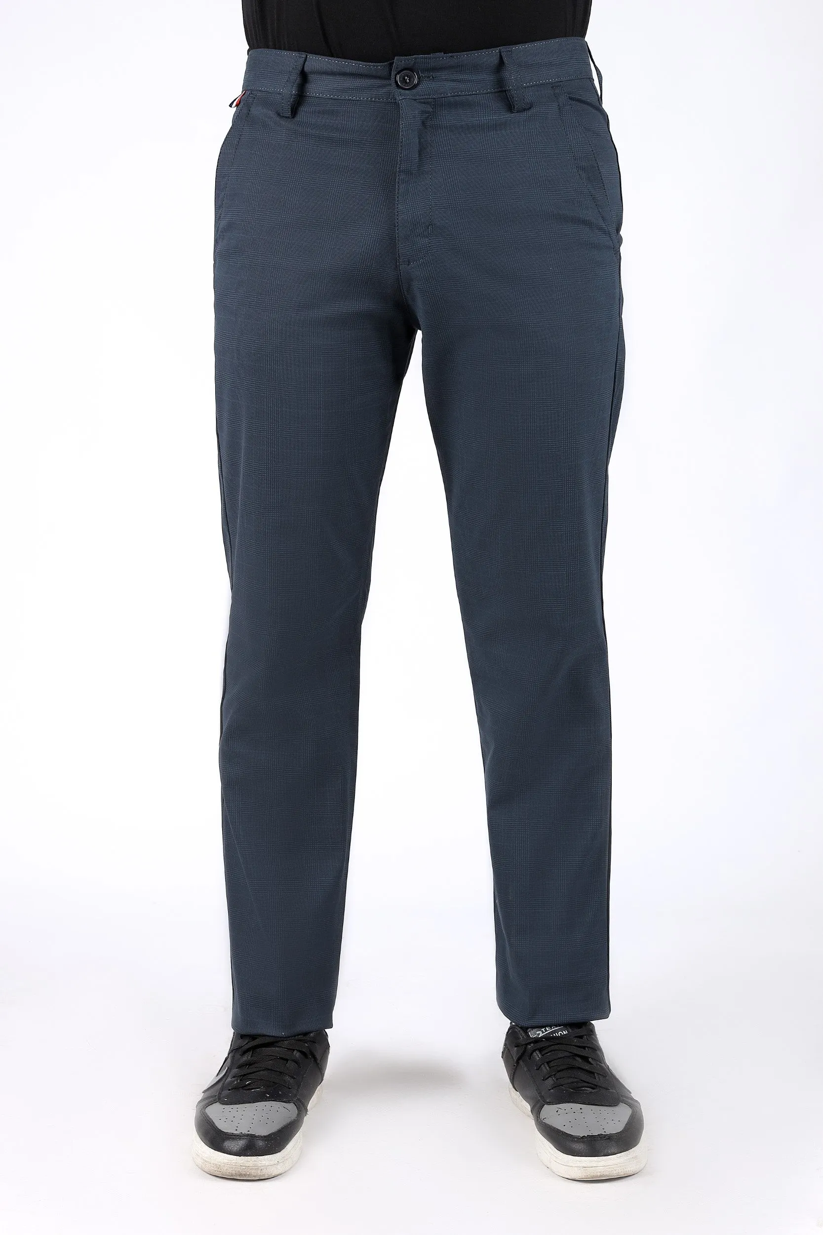 TAPPERED CHECK COTTON PANTS