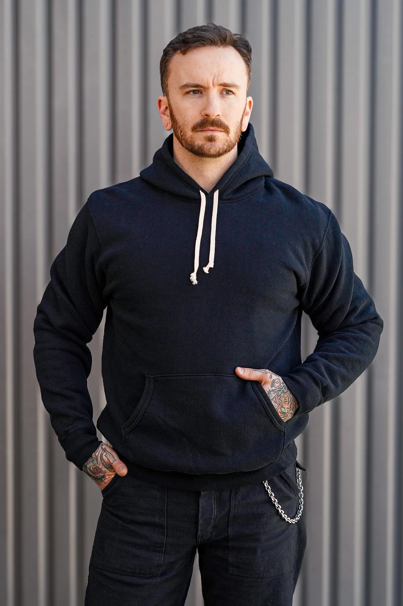 The Flat Head FN-SWP-301 Loopwheel Hooded Sweatshirt - Black