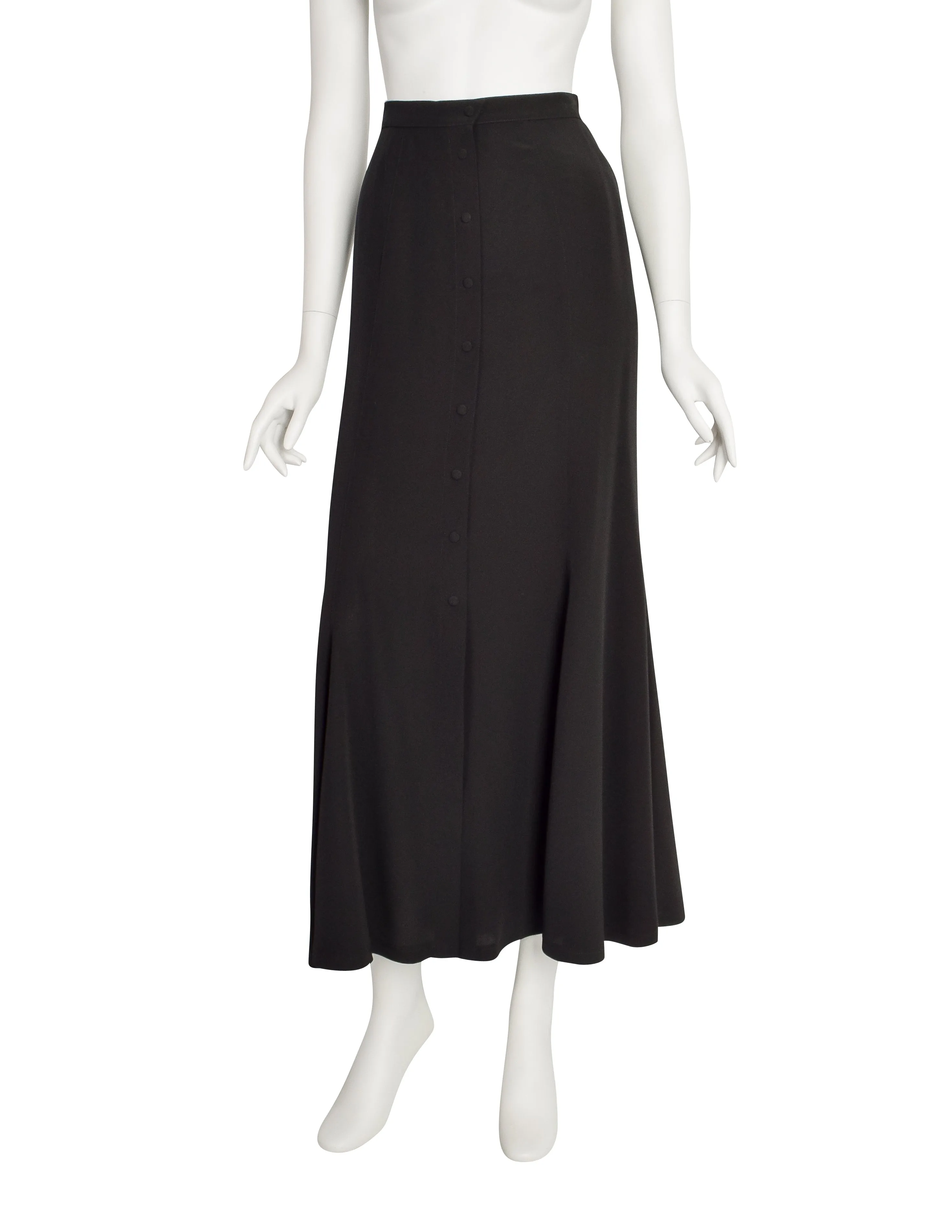 Thierry Mugler Vintage Black Crepe Hourglass Mermaid Flutter Skirt