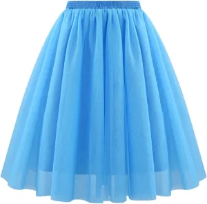 Tutu Skirt for Women 2025 Fahion Midi Tutu Skirt A-line Pleated Princess Skirts Evening Gown Prom Skirt