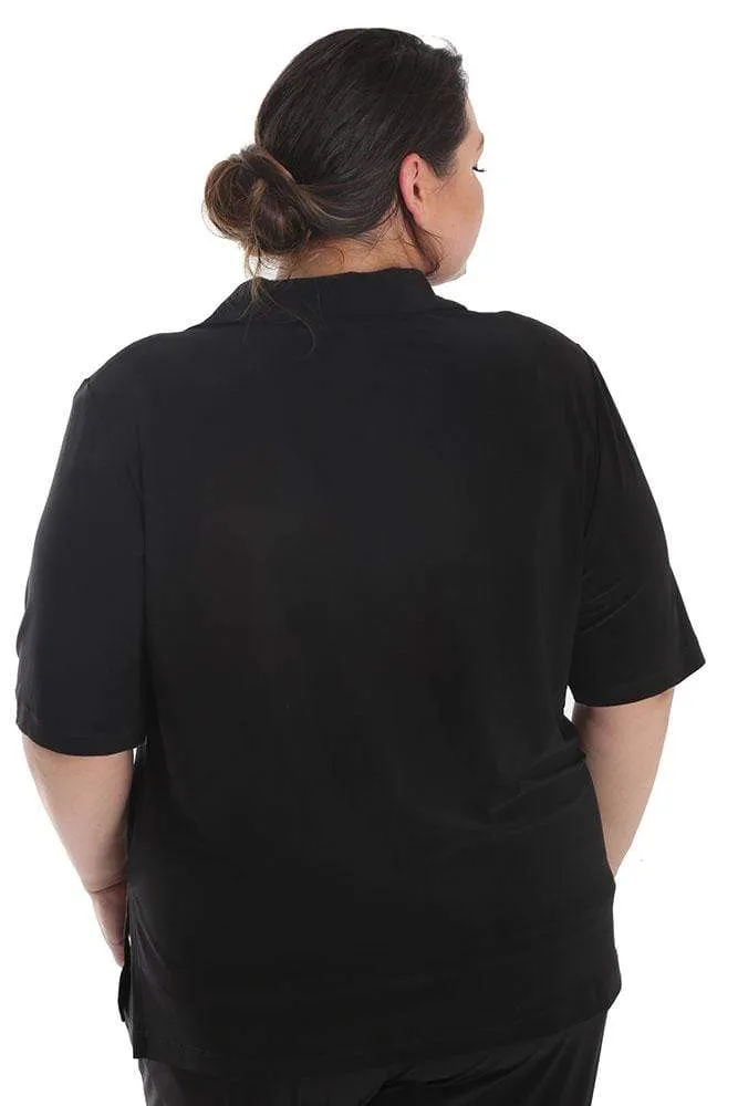 Vikki Vi Jersey Black Camp Shirt