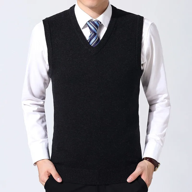 West Louis Brand Knitted Wool Sleeveless Vest Pullover Sweater
