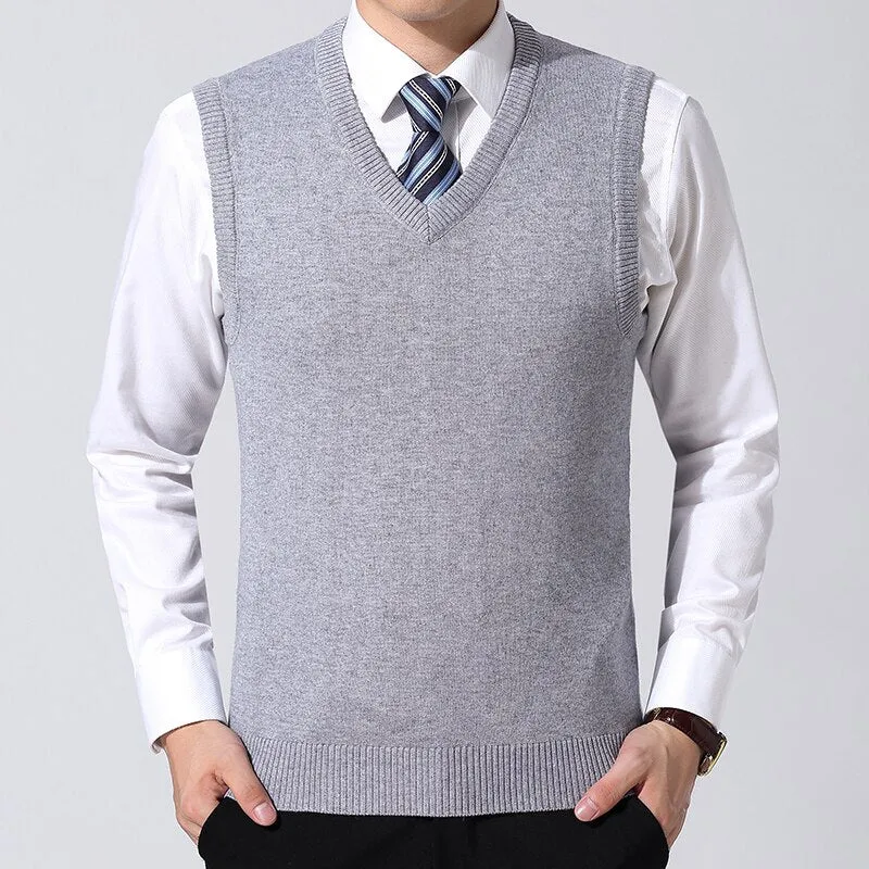 West Louis Brand Knitted Wool Sleeveless Vest Pullover Sweater