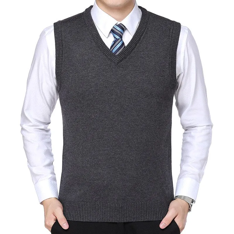 West Louis Brand Knitted Wool Sleeveless Vest Pullover Sweater