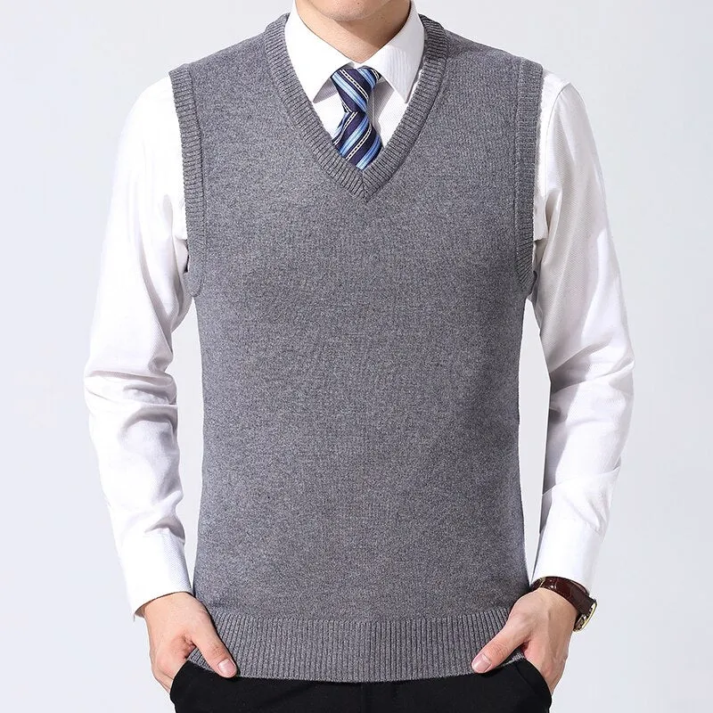 West Louis Brand Knitted Wool Sleeveless Vest Pullover Sweater