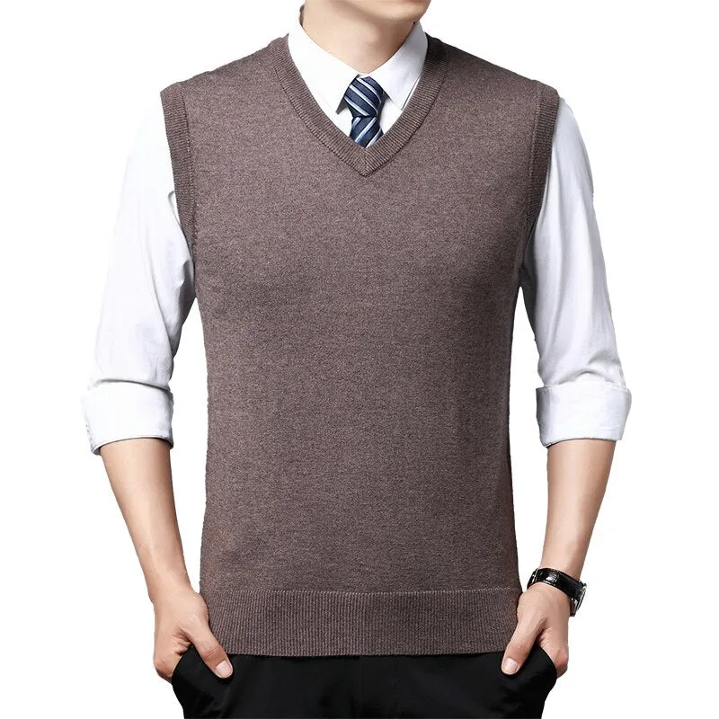 West Louis Brand Knitted Wool Sleeveless Vest Pullover Sweater