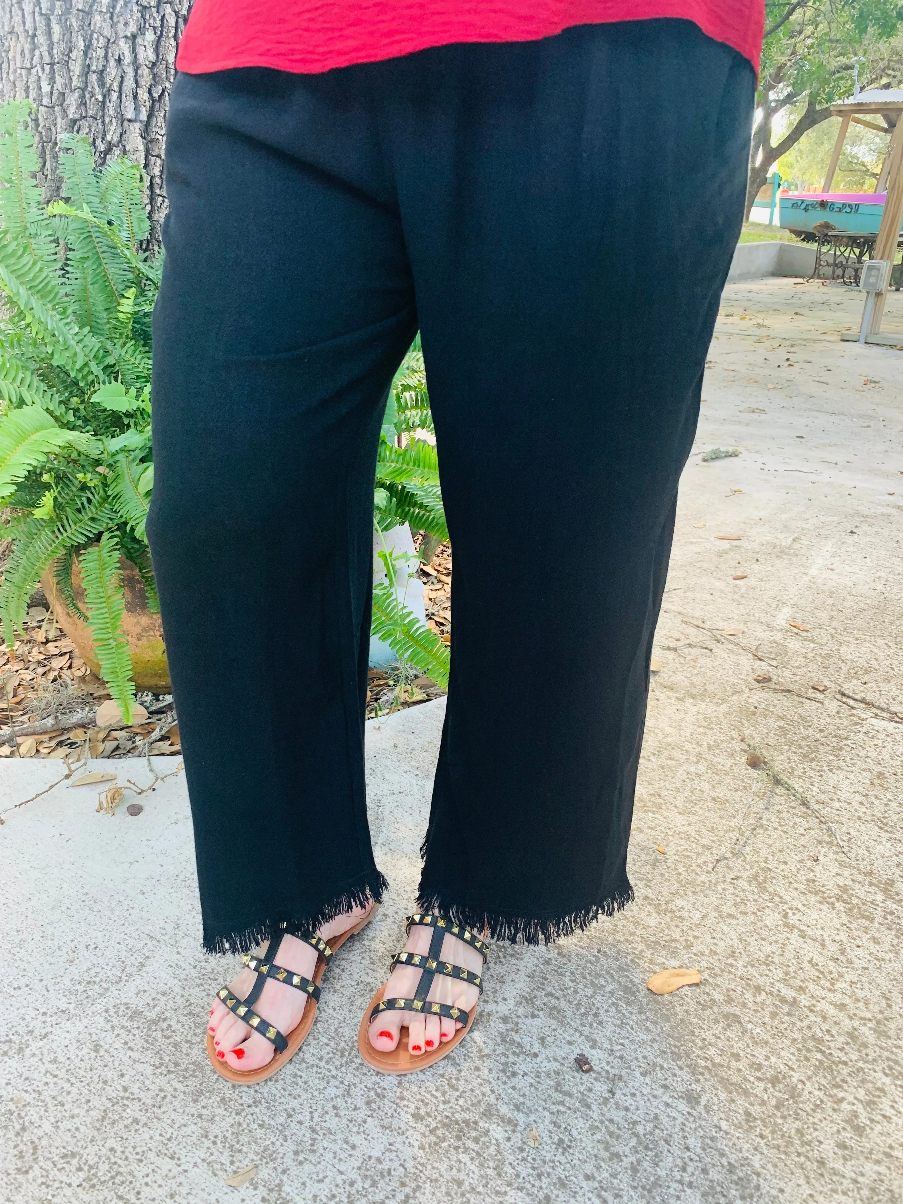 Wide Leg Fray Pants