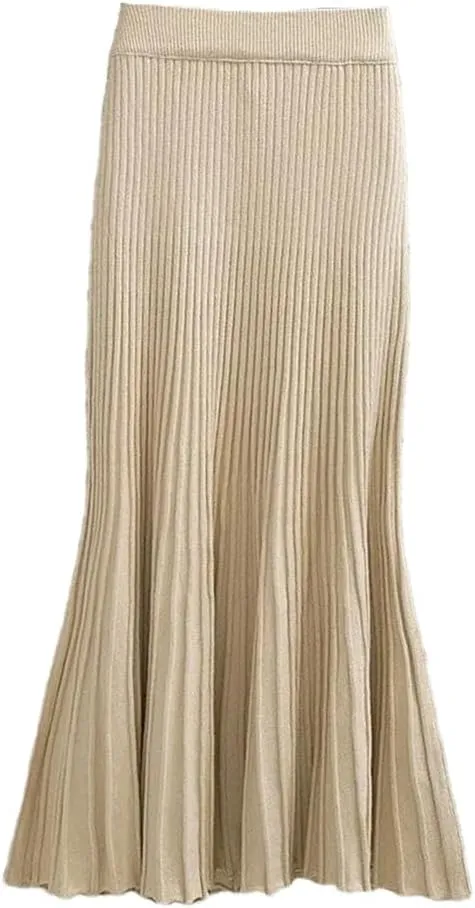 Women's Knitted Mermaid Skirt Fall Winter High Waist Pencil